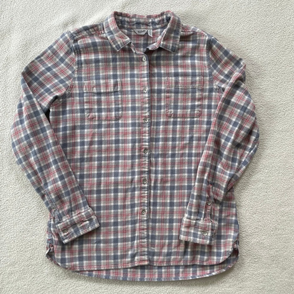 Paint Spots‎ - Woolrich Flannel Shirt Womens Large Grey Red Plaid Cotton 2464